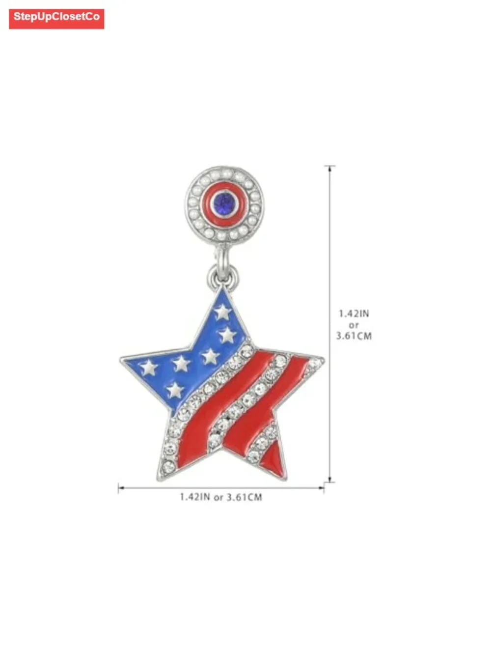 Patriotic Star Dangle Earrings with Sparkling Rhinestones for 4th of July